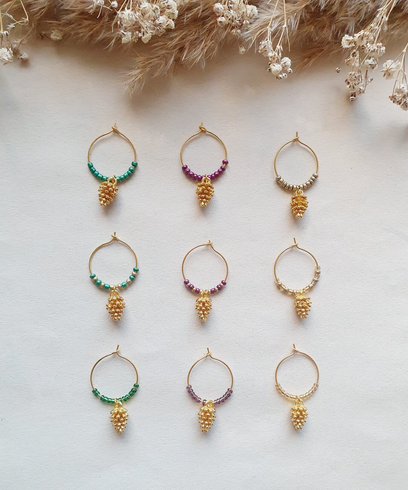 Denneappel - goud - wijnglasringen