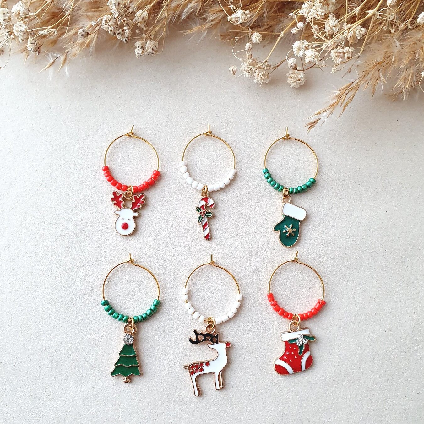 Kerst wijnglasringen